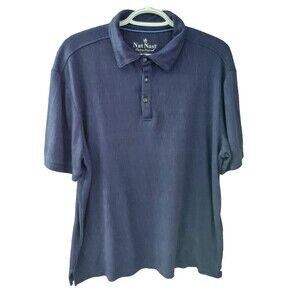 Nat Nast Luxury Originals Men’s Blue Patterned Polo Shirt Size Medium SS